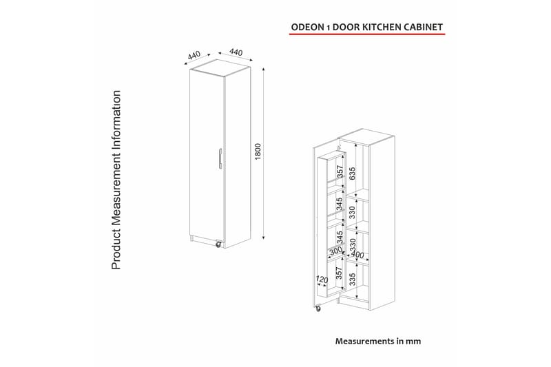 Högskåp Odeon Badrum 44x180 cm Vit - Hanah Home - Förvaring - Badrumsförvaring - Väggskåp & högskåp