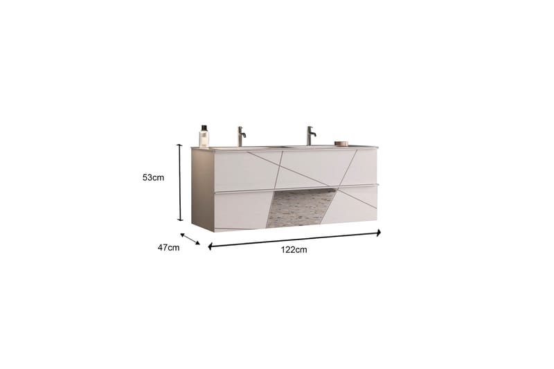 Vittoria Tvättställsskåp 122x53 cm - Vit - Förvaring - Badrumsförvaring - Tvättställsskåp & kommod