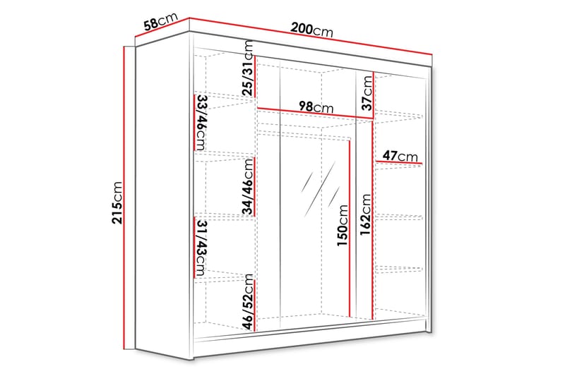 Dianna Garderob med Spegel 200x215 cm - Beige - Förvaring - Garderober & garderobssystem