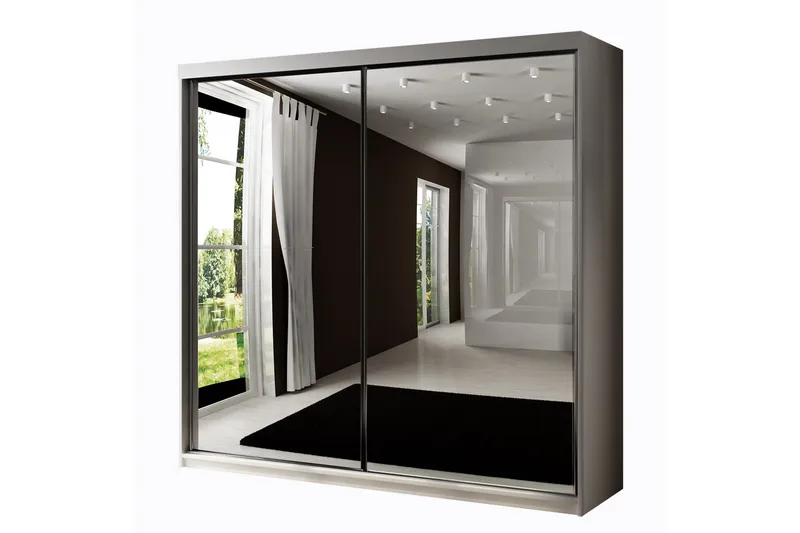 Dunkra Garderob m. Spegel 200x200 cm, Vit