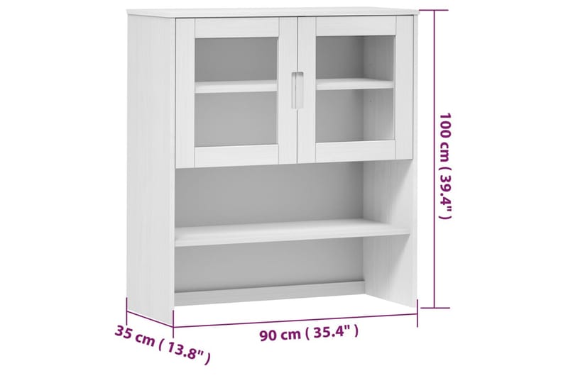 beBasic Överdel till högskåp vit 90x35x100 cm massiv furu - White - Förvaring - Förvaringsmöbler - Byrå