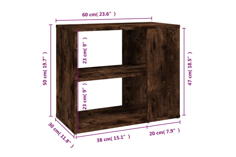 beBasic Sidoskåp Rökt ek 60x30x50 cm konstruerat trä - Brown - Förvaring - Förvaringsmöbler - Sideboard & skänk