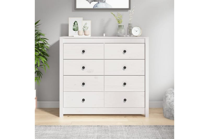 beBasic Sidoskåp vit 100x40x90 cm massiv furu - White - Förvaring - Förvaringsmöbler - Sideboard & skänk