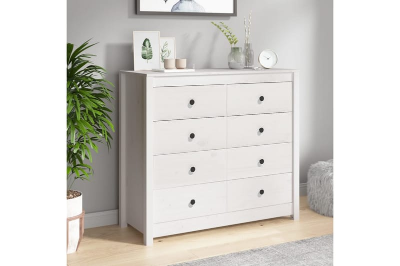 beBasic Sidoskåp vit 100x40x90 cm massiv furu - White - Förvaring - Förvaringsmöbler - Sideboard & skänk