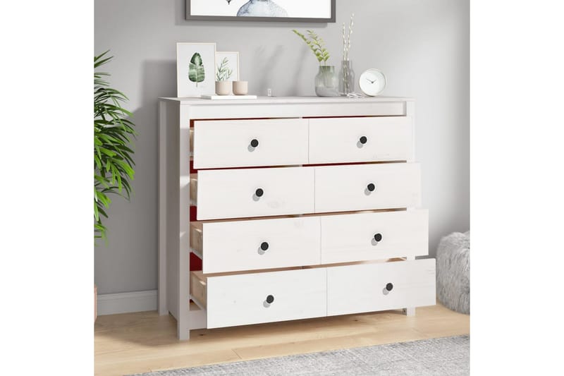 beBasic Sidoskåp vit 100x40x90 cm massiv furu - White - Förvaring - Förvaringsmöbler - Sideboard & skänk