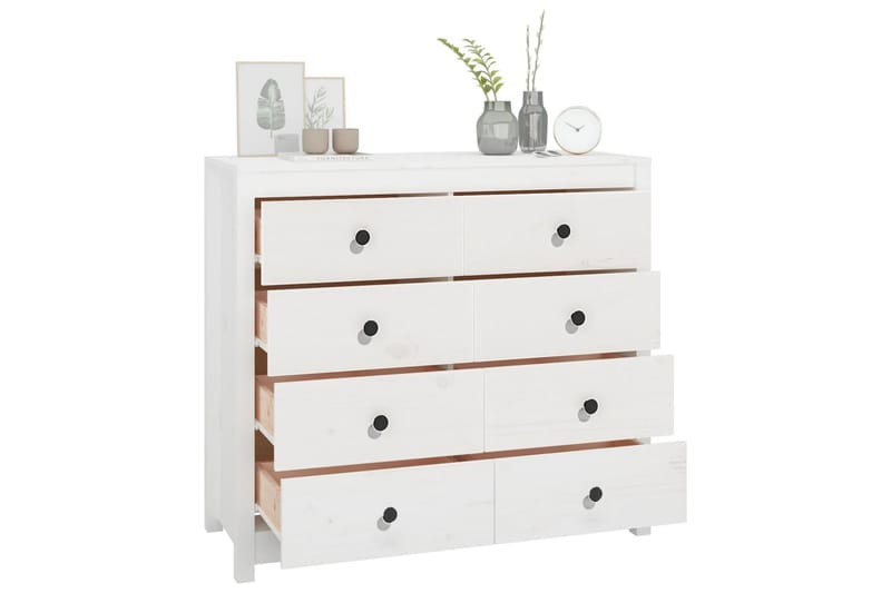 beBasic Sidoskåp vit 100x40x90 cm massiv furu - White - Förvaring - Förvaringsmöbler - Sideboard & skänk