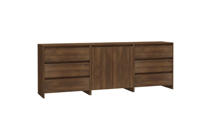 beBasic Skänk 3 delar brun ek konstruerat trä - Brown - Förvaring - Förvaringsmöbler - Sideboard & skänk