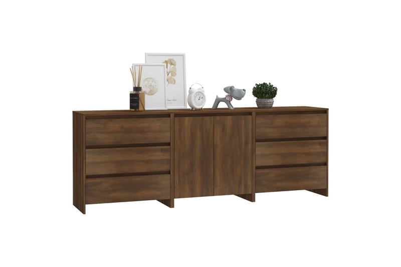 beBasic Skänk 3 delar brun ek konstruerat trä - Brown - Förvaring - Förvaringsm�öbler - Sideboard & skänk