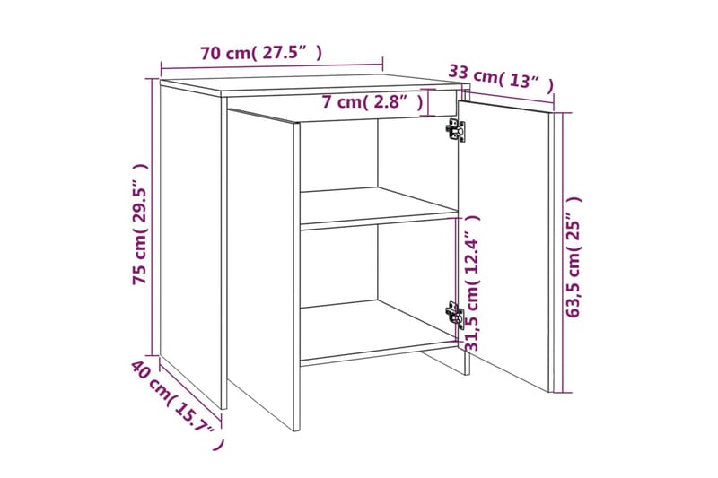 beBasic Skänk 3 delar brun ek konstruerat trä - Brown - Förvaring - Förvaringsmöbler - Sideboard & skänk