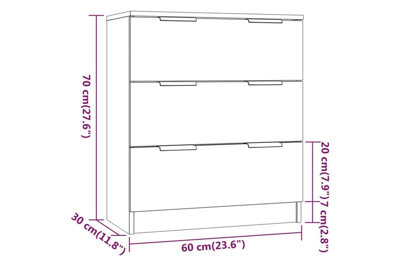 beBasic Skänk 3 delar vit konstruerat trä - White - Förvaring - Förvaringsmöbler - Sideboard & skänk