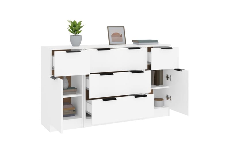 beBasic Skänk 3 delar vit konstruerat trä - White - Förvaring - Förvaringsmöbler - Sideboard & skänk