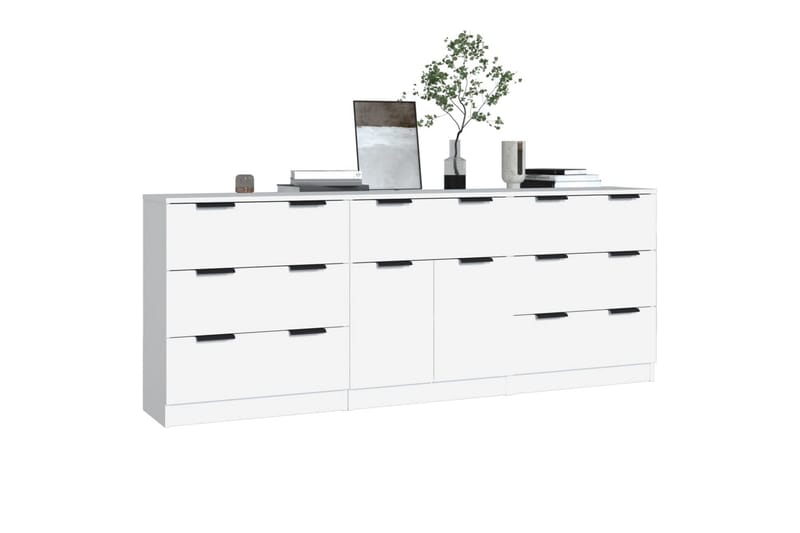 beBasic Skänk 3 delar vit konstruerat trä - White - Förvaring - Förvaringsmöbler - Sideboard & skänk