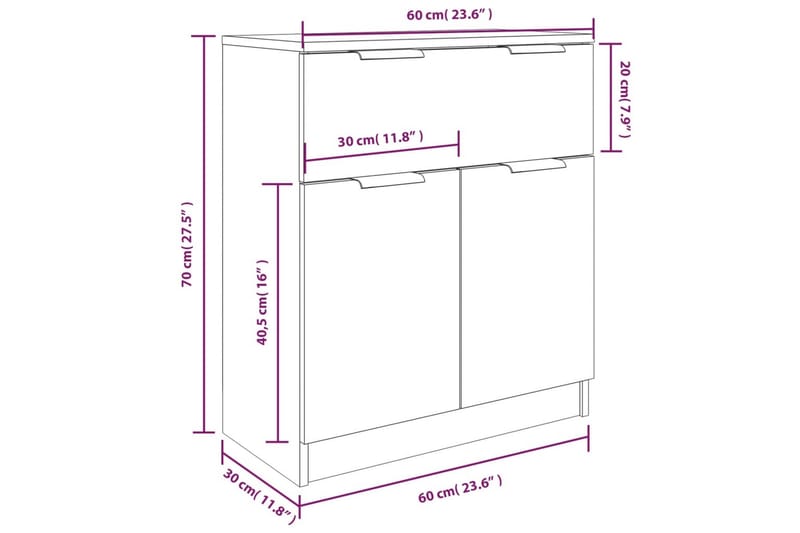 beBasic Skänk 3 delar vit konstruerat trä - White - Förvaring - Förvaringsmöbler - Sideboard & skänk