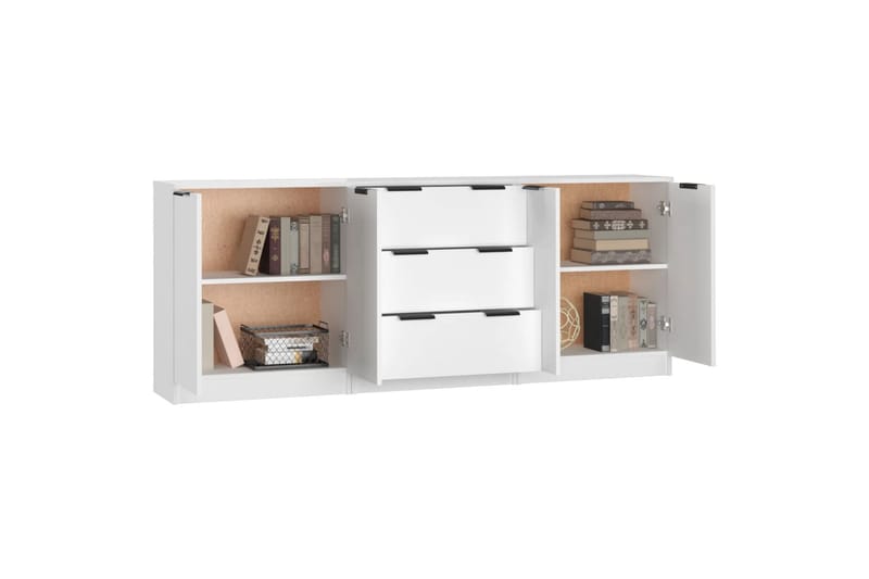 beBasic Skänk 3 delar vit konstruerat trä - White - Förvaring - Förvaringsmöbler - Sideboard & skänk