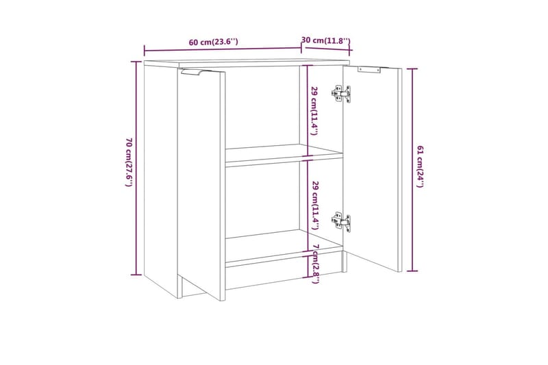 beBasic Skänk 3 delar vit konstruerat trä - White - Förvaring - Förvaringsmöbler - Sideboard & skänk