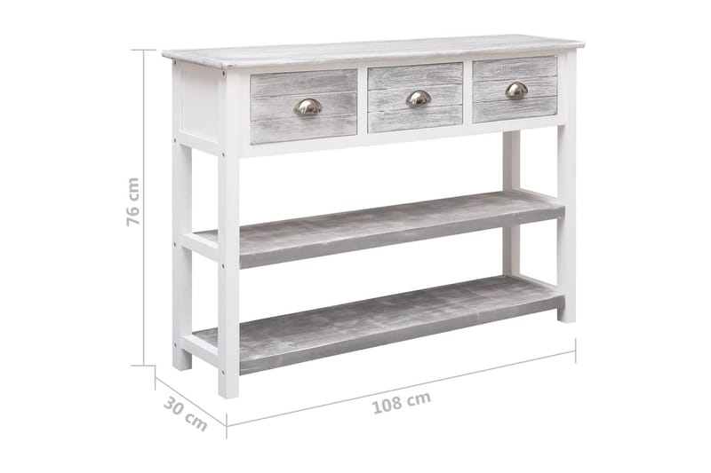 beBasic Skänk antikgrå 108x30x76 cm massivt kejsarträ - Grey - Förvaring - Förvaringsmöbler - Sideboard & skänk