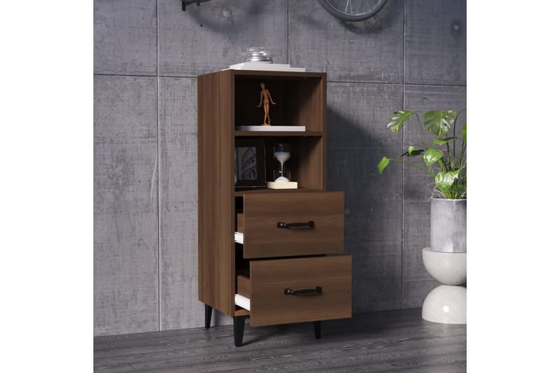 beBasic Skänk brun ek 34,5x34x90 cm konstruerat trä - Brown - Förvaring - Förvaringsmöbler - Sideboard & skänk