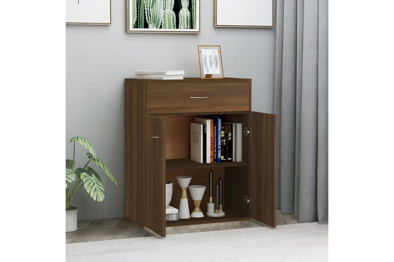 beBasic Skänk brun ek 60x30x75 cm konstruerat trä - Brown - Förvaring - Förvaringsmöbler - Sideboard & skänk