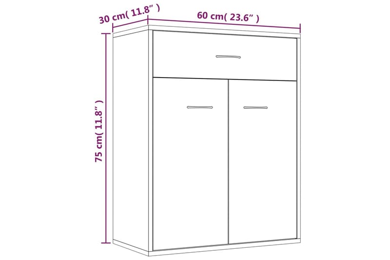 beBasic Skänk brun ek 60x30x75 cm konstruerat trä - Brown - Förvaring - Förvaringsmöbler - Sideboard & skänk