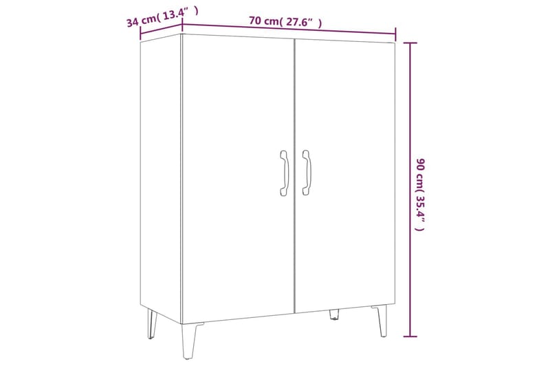 beBasic Skänk brun ek 70x34x90 cm konstruerat trä - Brown - Förvaring - Förvaringsmöbler - Sideboard & skänk