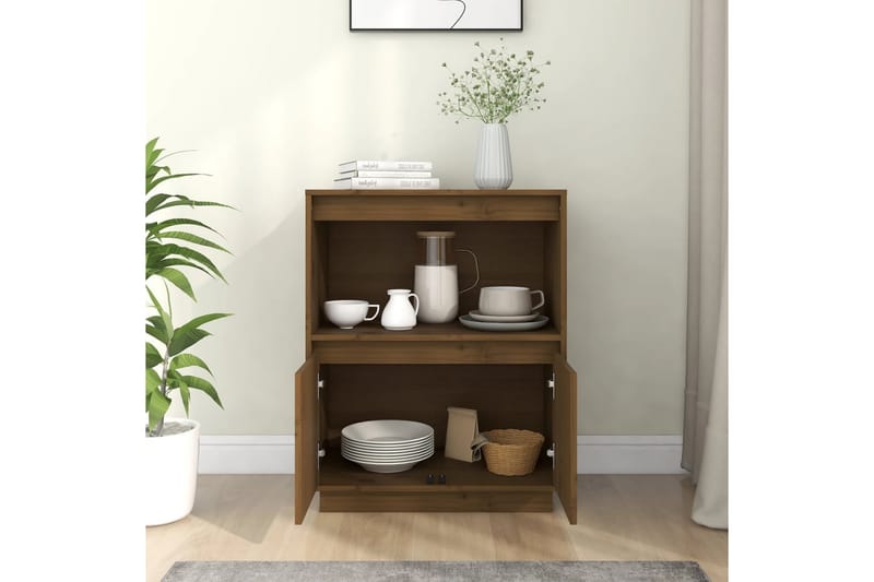 beBasic Skänk honungsbrun 60x34x75 cm massiv furu - Brown - Förvaring - Förvaringsmöbler - Sideboard & skänk