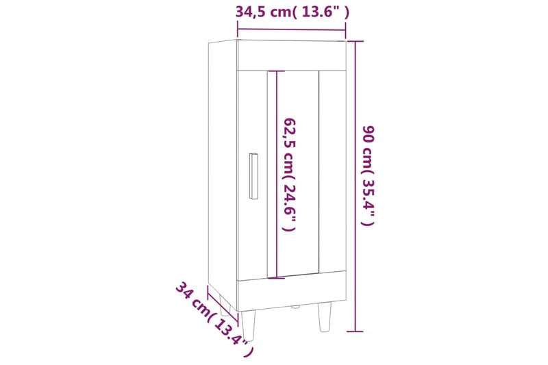 beBasic Skänk rökfärgad ek 34,5x34x90 cm konstruerat trä - Brown - Förvaring - Förvaringsmöbler - Sideboard & skänk