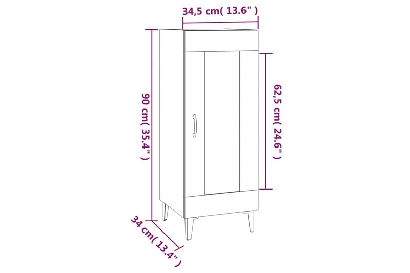 beBasic Skänk rökfärgad ek 34,5x34x90 cm konstruerat trä - Brown - Förvaring - Förvaringsmöbler - Sideboard & skänk