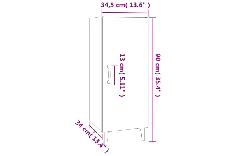 beBasic Skänk rökfärgad ek 34,5x34x90 cm konstruerat trä - Brown - Sideboard & skänk