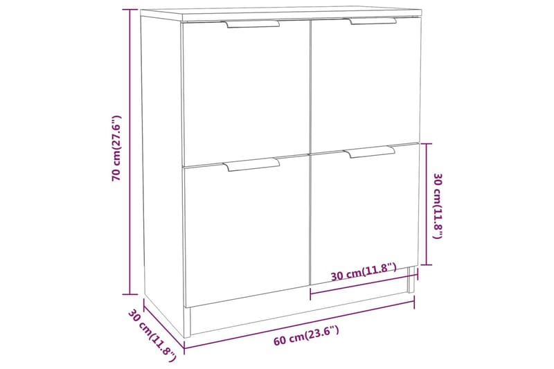 beBasic Skänk rökfärgad ek 60x30x70 cm konstruerat trä - Brown - Förvaring - Förvaringsmöbler - Sideboard & skänk