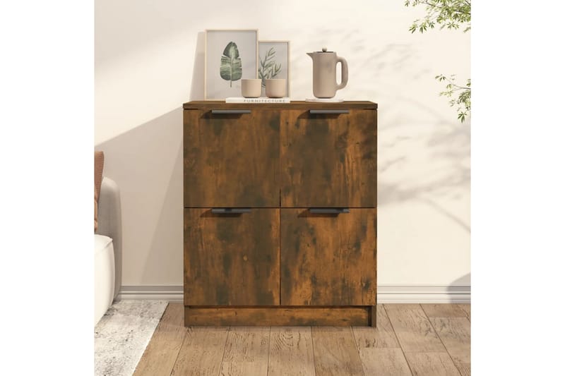 beBasic Skänk rökfärgad ek 60x30x70 cm konstruerat trä - Brown - Förvaring - Förvaringsmöbler - Sideboard & skänk