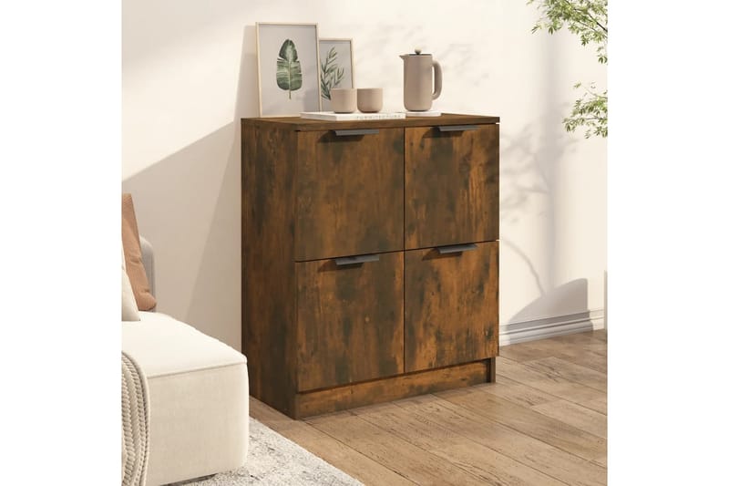 beBasic Skänk rökfärgad ek 60x30x70 cm konstruerat trä - Brown - Förvaring - Förvaringsmöbler - Sideboard & skänk