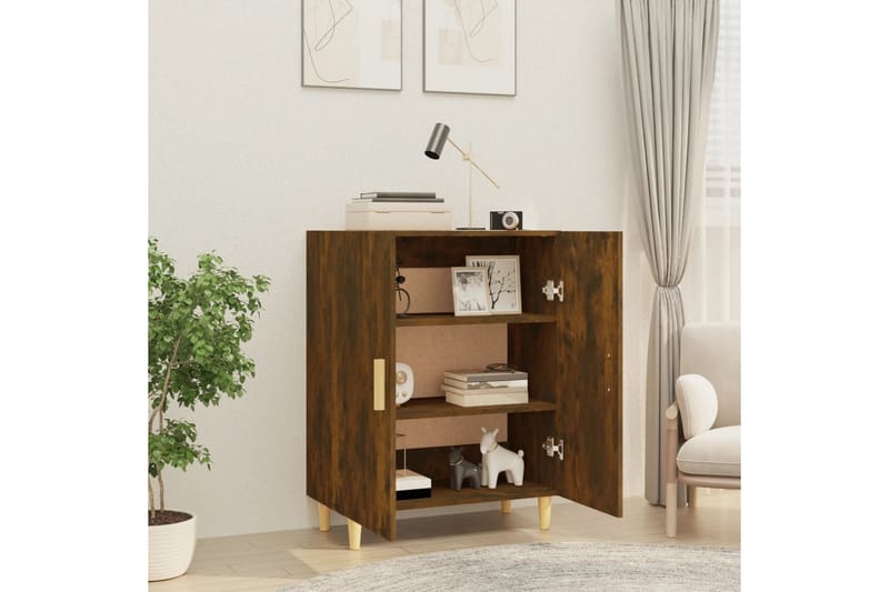 beBasic Skänk rökfärgad ek 70x34x90 cm konstruerat trä - Brown - Förvaring - Förvaringsmöbler - Sideboard & skänk