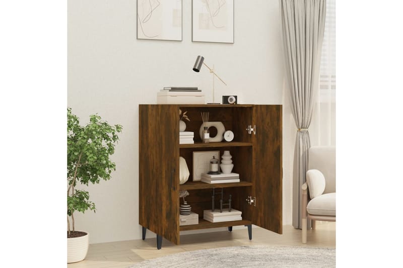 beBasic Skänk rökfärgad ek 70x34x90 cm konstruerat trä - Brown - Förvaring - Förvaringsmöbler - Sideboard & skänk