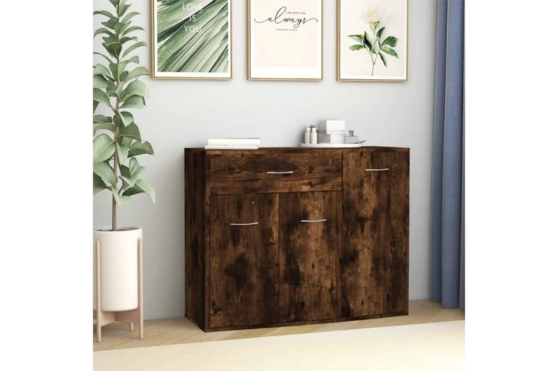 beBasic Skänk rökfärgad ek 88x30x70 cm konstruerat trä - Brown - Förvaring - Förvaringsmöbler - Sideboard & skänk