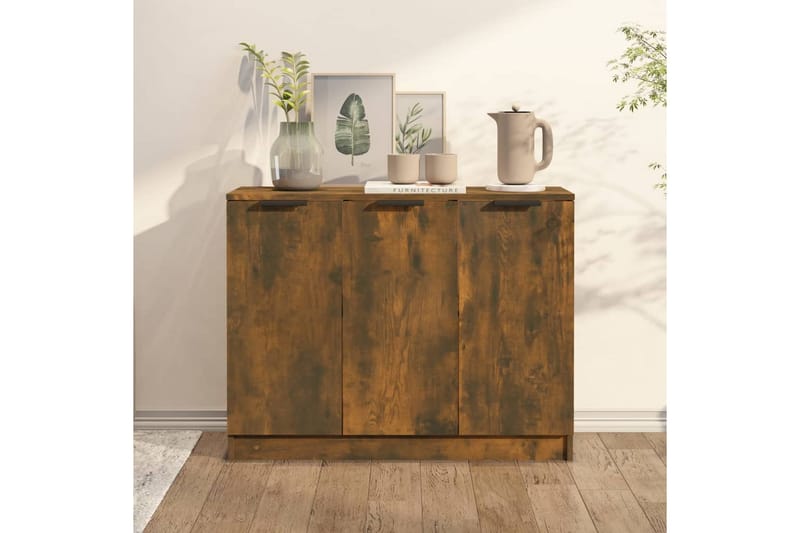 beBasic Skänk rökfärgad ek 90,5x30x70 cm konstruerat trä - Brown - Förvaring - Förvaringsmöbler - Sideboard & skänk