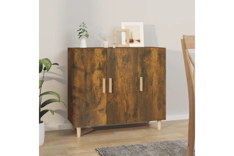 beBasic Skänk rökfärgad ek 90x34x80 cm konstruerat trä - Brown - Förvaring - Förvaringsmöbler - Sideboard & skänk