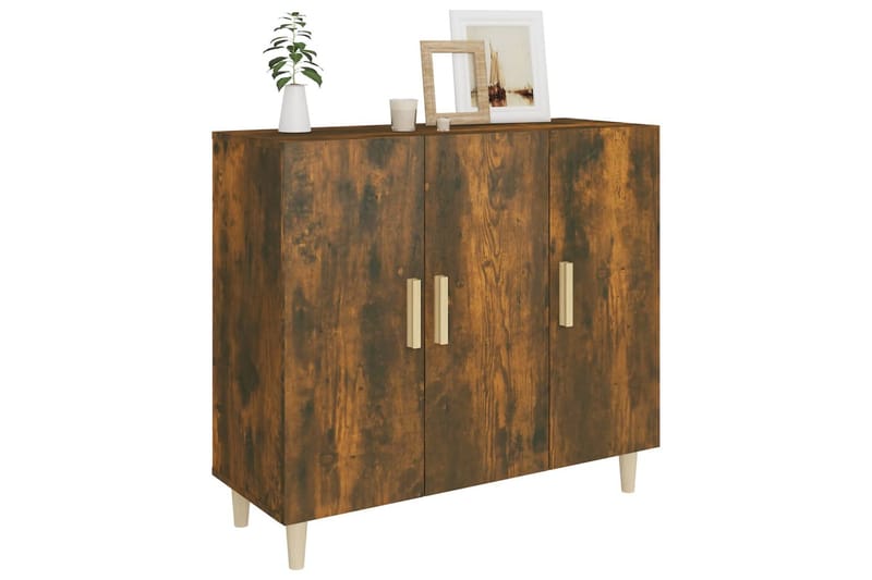 beBasic Skänk rökfärgad ek 90x34x80 cm konstruerat trä - Brown - Förvaring - Förvaringsmöbler - Sideboard & skänk