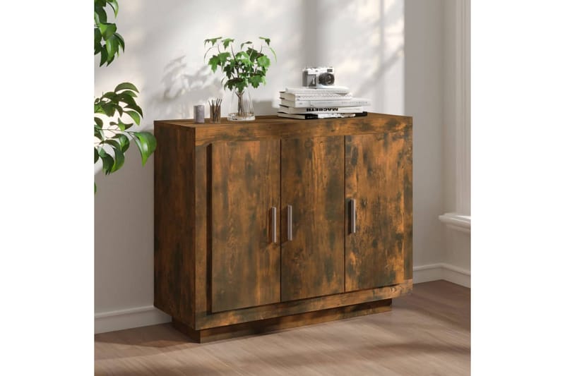 beBasic Skänk rökfärgad ek 92x35x75 cm konstruerat trä - Brown - Förvaring - Förvaringsmöbler - Sideboard & skänk