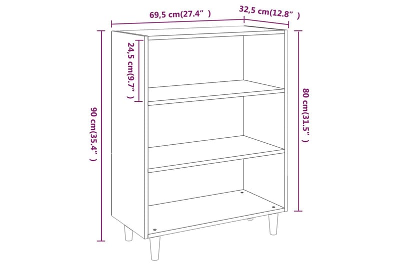 beBasic Skänk sonoma-ek 69,5x32,5x90 cm konstruerat trä - Brown - Förvaring - Förvaringsmöbler - Sideboard & skänk