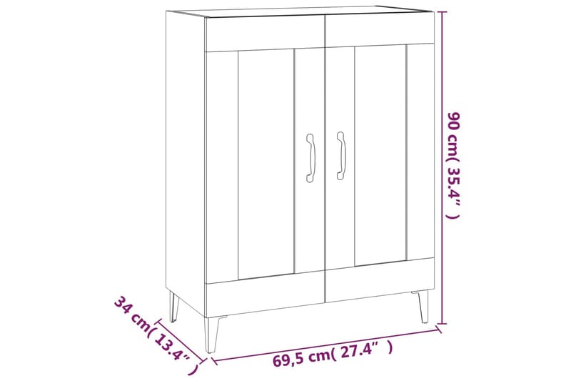 beBasic Skänk sonoma-ek 69,5x34x90 cm konstruerat trä - Brown - Förvaring - Förvaringsmöbler - Sideboard & skänk