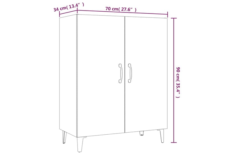 beBasic Skänk sonoma-ek 70x34x90 cm konstruerat trä - Brown - Förvaring - Förvaringsmöbler - Sideboard & skänk