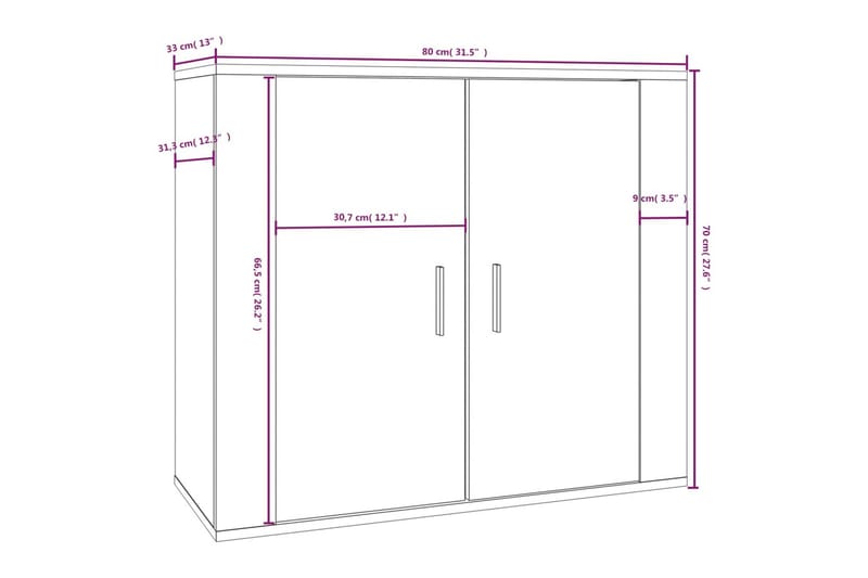 beBasic Skänk sonoma-ek 80x33x70 cm konstruerat trä - Cream - Förvaring - Förvaringsmöbler - Sideboard & skänk