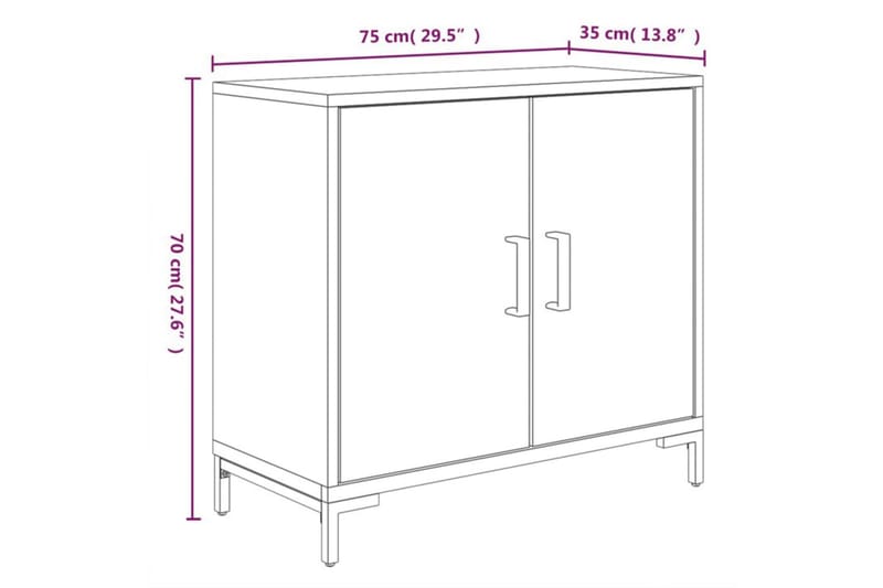 beBasic Skänk svart 75x35x70 cm massiv återvunnen furu - Black - Förvaring - Förvaringsmöbler - Sideboard & skänk