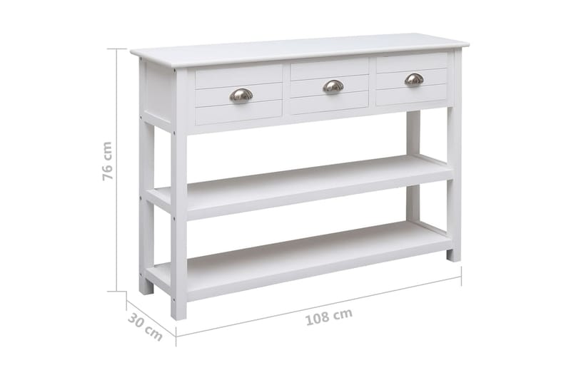 beBasic Skänk vit 108x30x76 cm massivt kejsarträ - White - Förvaring - Förvaringsmöbler - Sideboard & skänk