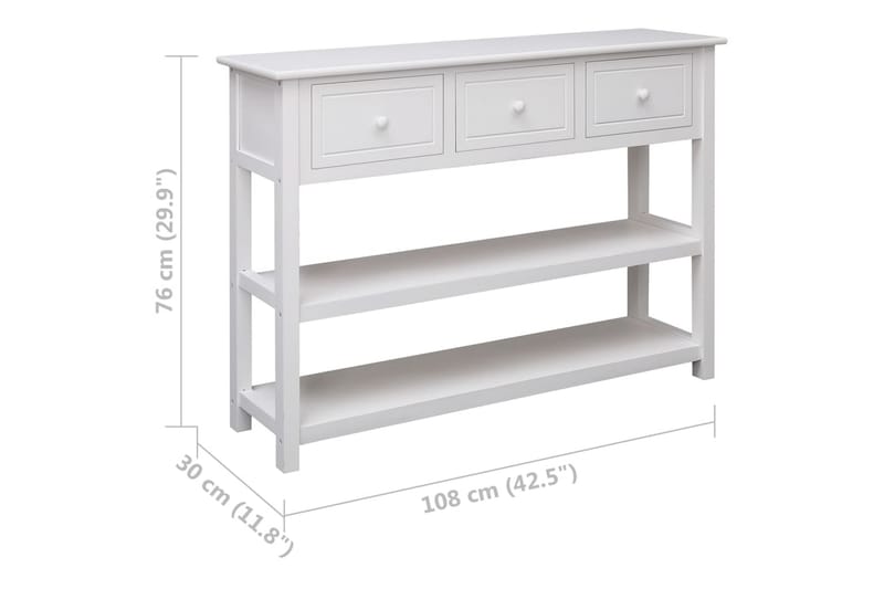 beBasic Skänk vit 108x30x76 cm massivt kejsarträ - White - Förvaring - Förvaringsmöbler - Sideboard & skänk