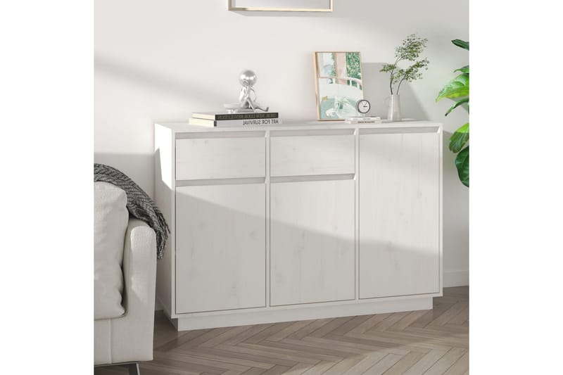 beBasic Skänk vit 110x34x75 cm massiv furu - White - Förvaring - Förvaringsmöbler - Sideboard & skänk