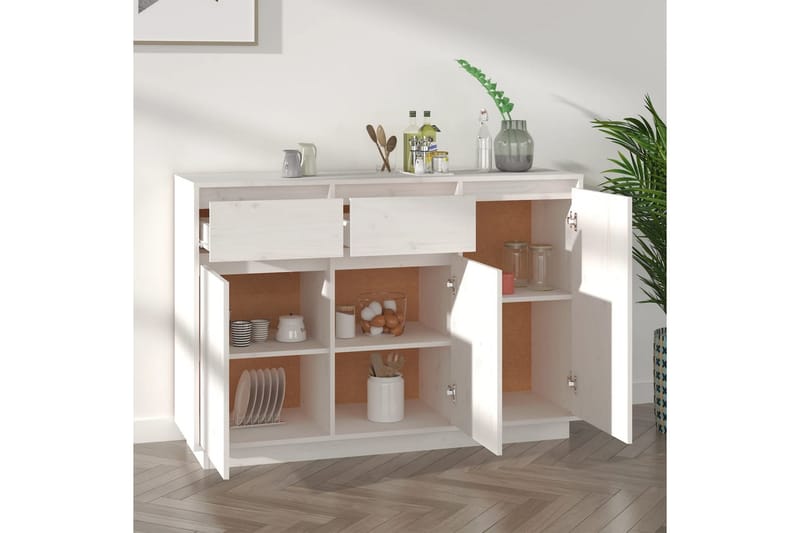 beBasic Skänk vit 110x34x75 cm massiv furu - White - Förvaring - Förvaringsmöbler - Sideboard & skänk