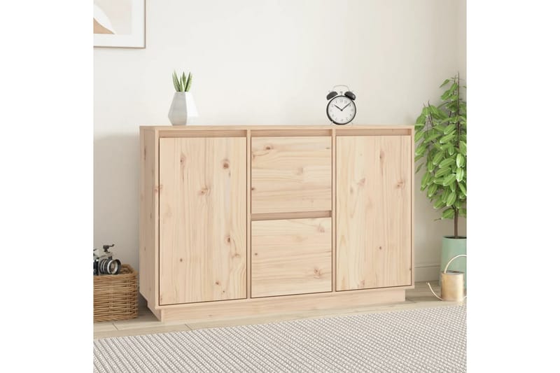 beBasic Skänk vit 111x34x75 cm massiv furu - Brown - Förvaring - Förvaringsmöbler - Sideboard & skänk