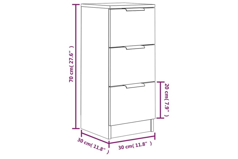 beBasic Skänk vit 30x30x70 cm konstruerat trä - White - Förvaring - Förvaringsmöbler - Sideboard & skänk