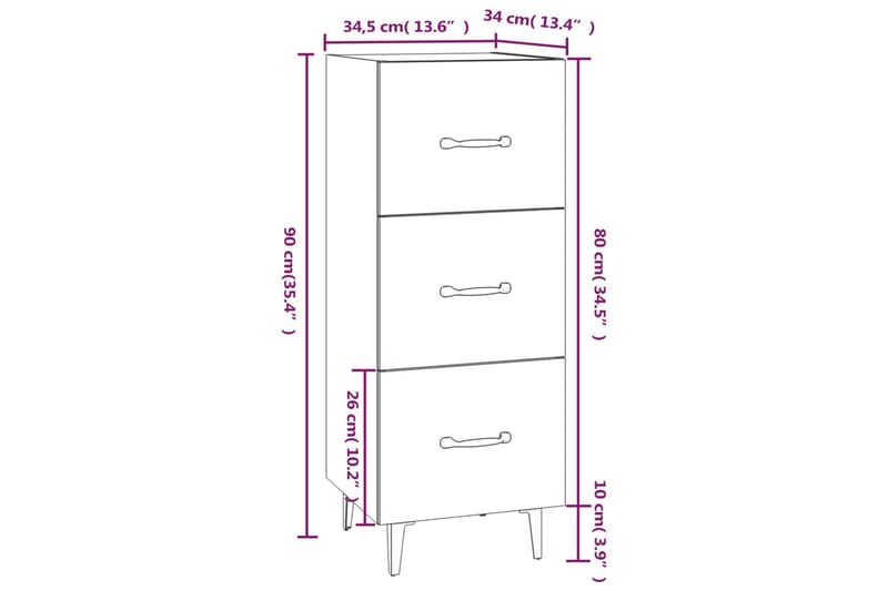 beBasic Skänk vit 34,5x34x90 cm konstruerat trä - White - Förvaring - Förvaringsmöbler - Sideboard & skänk